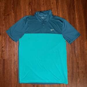 Nike Golf Dri-FIT Two-Tone Colorblock Polo Shirt Teal Green Men's Medium